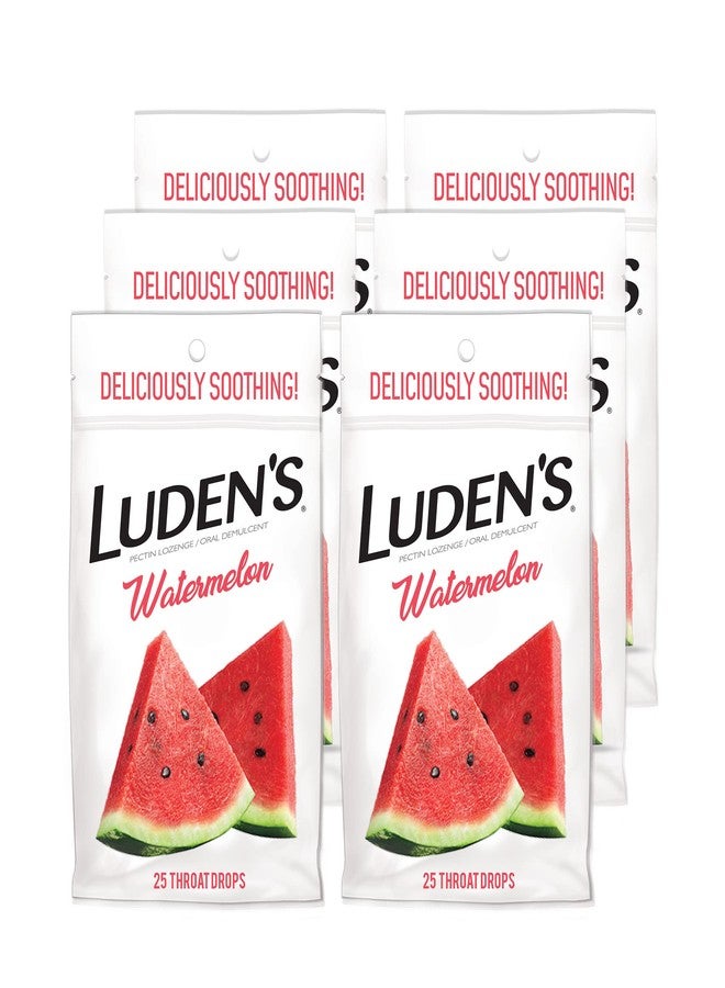 Luden's Watermelon Cough Throat Drops, Pectin Lozenge/Oral Demulcent, 25-Count per Pack (6-Pack) - Image 1